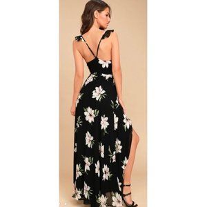 Black Floral Flowy Dress (Small)